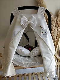 Puset Örtüsü+puset Minderi+puset Çarşafı 3'lü Set Beyaz Dantelli-fırfırlı