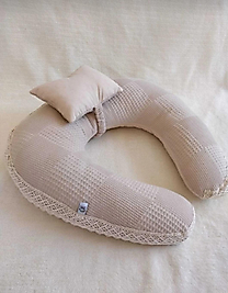 Emzirme Yastığı Ve Destek Minderi Bej Dantelli