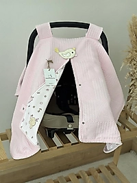 Tek Puset Örtüsü Çift Taraflı Pembe Baby Love Bird