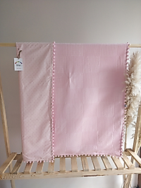 Çift Taraflı Ponponlu Bebek Battaniyesi Pembe Puantiyeli