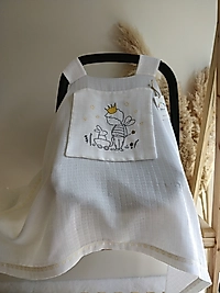 Tek Puset Örtüsü Tek Katlı Müslin Nakışlı Beyaz Prens-tavşan (özel Üretim)