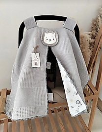 Tek Puset Örtüsü Çift Taraflı Gri Aslan-Safari Waffle Pike | Poplin
