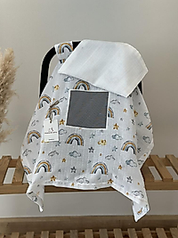 Tek Puset Örtüsü Tek Katlı % 100 Pamuklu Müslin Kumaş-Renkli Gökkuşağı