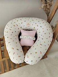 Emzirme Yastığı Ve Destek Minderi Pembe Çiçek Bahçesi