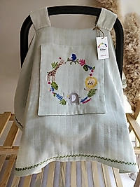 Tek Puset Örtüsü Tek Katlı Müslin Nakışlı Safari Açık Yeşil