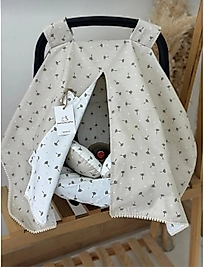 Çift Taraflı Puset Örtüsü+Puset Minderi+Puset Çarşafı 3'lü Set Taş Hindiba