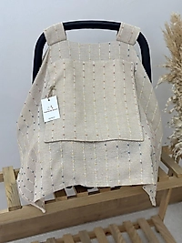 Tek Katlı Kendinden Ponponlu Müslin Tek Puset Örtüsü Bej (ÖZEL SERİ)