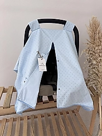 Tek Puset Örtüsü Çift Taraflı Düz Mavi-Puantiyeli