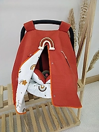 Çift Taraflı Puset Örtüsü+puset Minderi+puset Çarşafı 3'lü Set Kiremit Gökkuşağı Ve Yıldızlar