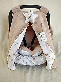 Puset Örtüsü+puset Minderi+puset Çarşafı 3'lü Set Tavşan Bej