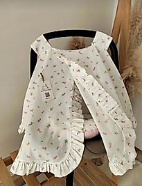 Puset Örtüsü+Puset Minderi+Puset Çarşafı 3'lü Set Pembe Çiçek Bahçesi- POPLİN