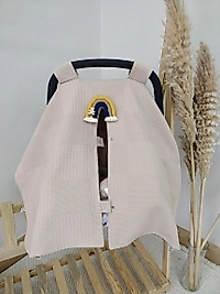 Çift Taraflı Puset Örtüsü+puset Minderi+puset Çarşafı 3'lü Set Bej Oyuncu Ayı