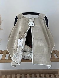 Çift Taraflı Puset Örtüsü Puset Minderi Puset Çarşafı 3'lü Set Toprak Bej Tavşan