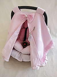 Puset Örtüsü+puset Minderi+puset Çarşafı 3'lü Set Pembe Dantelli-fırfırlı