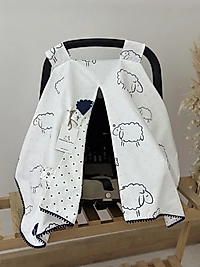 Tek Puset Örtüsü Çift Taraflı Lacivert Sevimli Kuzucuk