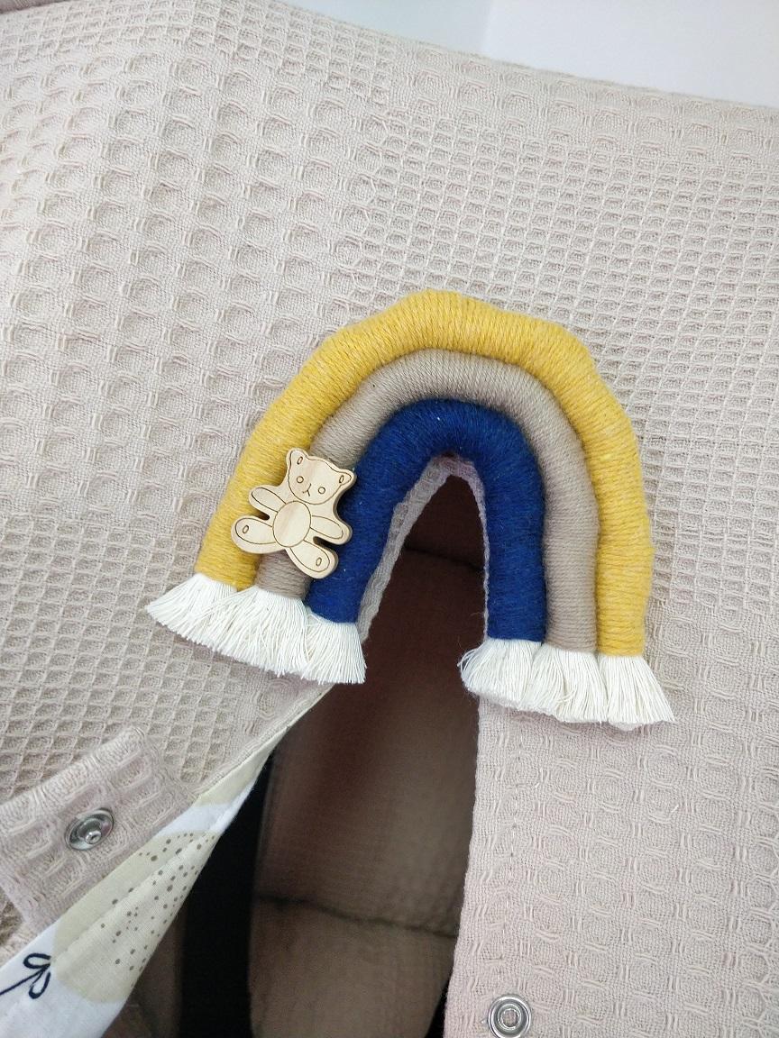 Çift Taraflı Puset Örtüsü+puset Minderi+puset Çarşafı 3'lü Set Bej Oyuncu Ayı